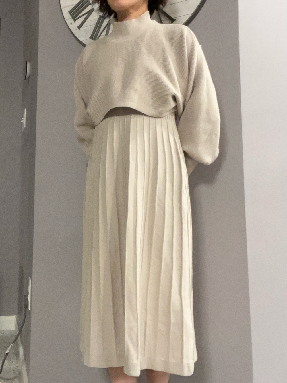 INDEX Pleated Midi Dress in Beige from JAPAN